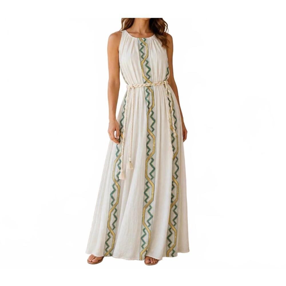 NEW MYSTERY RESORT verde maxi dress in ivory green